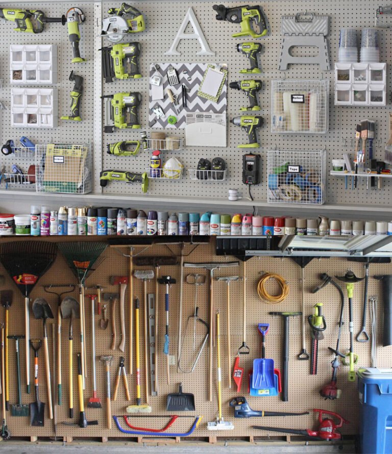 Painel perfurado para organizar a garagem