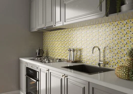 Amarelo e cinza na cozinha