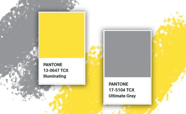 Amarelo e cinza pantone